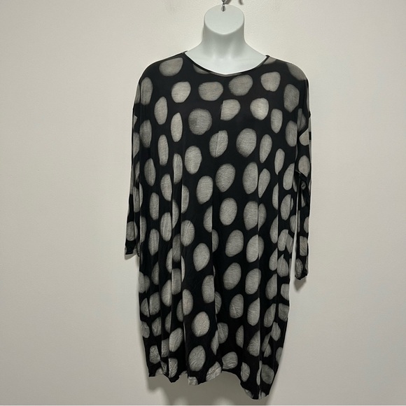 Moyuru Dresses & Skirts - Moyuru Japanese Art To Wear Polka Dot Lagenlook Oversized Tunic Dress Gray M